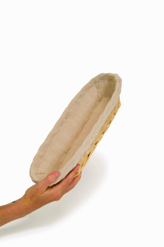 Wicker Basket with Linen Liner - Oval 14"
