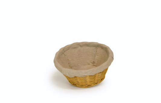 Wicker Basket with Linen Liner - Round 8"