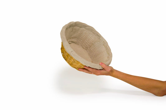 Wicker Basket with Linen Liner - Round 10"