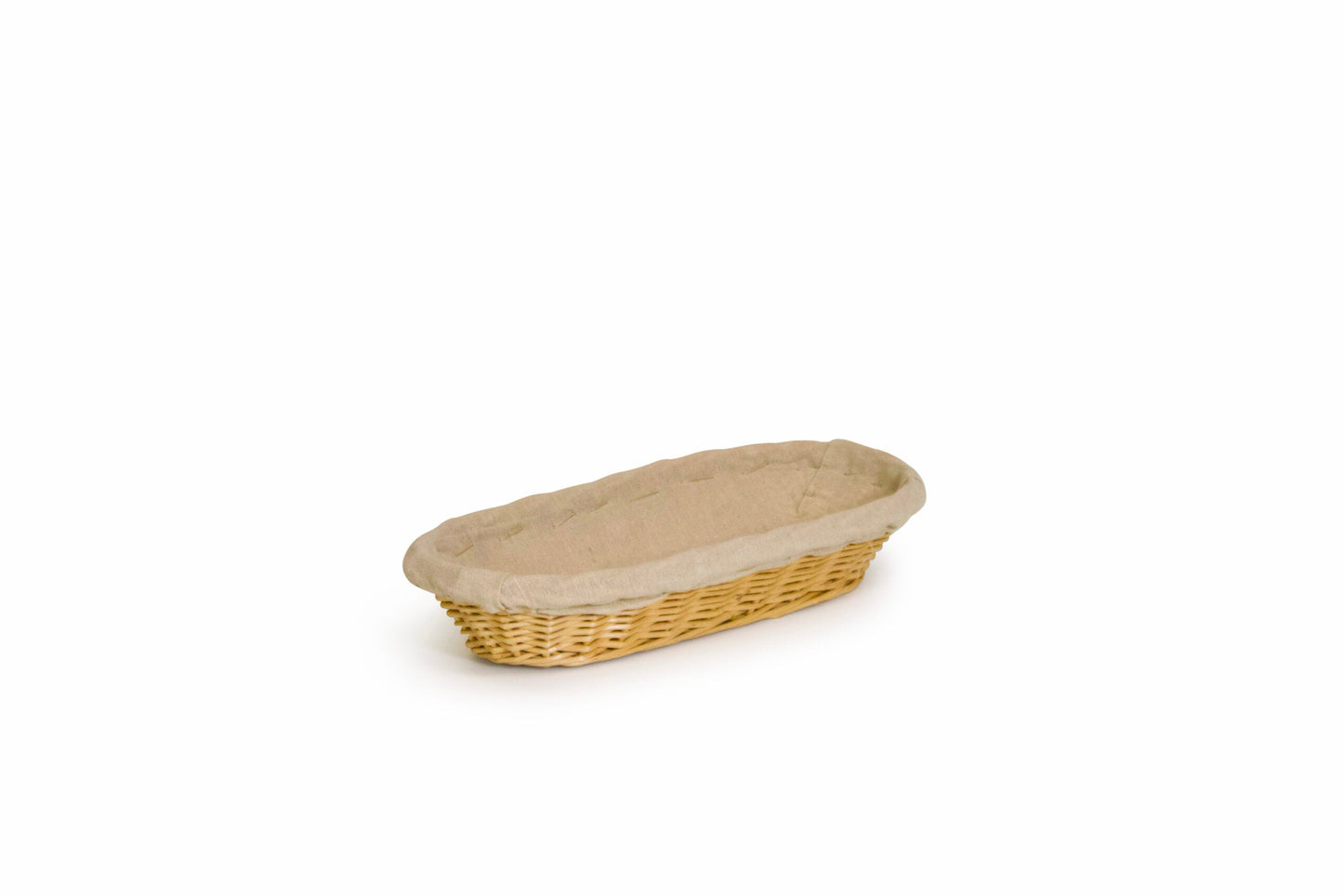 Wicker Basket with Linen Liner - Oval 14"