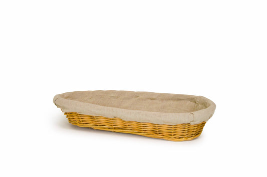 Wicker Basket with Linen Liner - Oval 16"